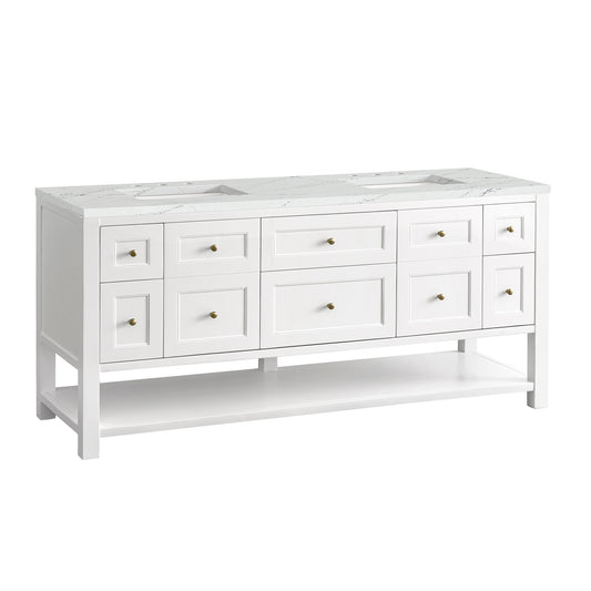 Renovate for Less Atlanta Breckenridge 72" Double Vanity, Bright White w/ 3 CM Ethereal Noctis Top