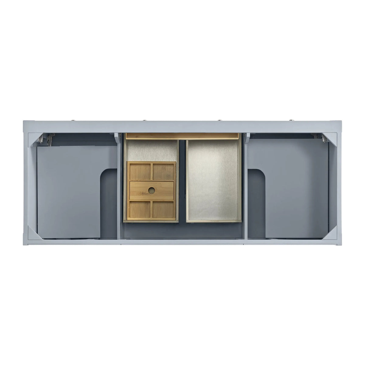 Breckenridge 60" Double Vanity, Serenity Blue, w/ 3 CM Ethereal Noctis Quartz Top w/FreePower Wireless Charger