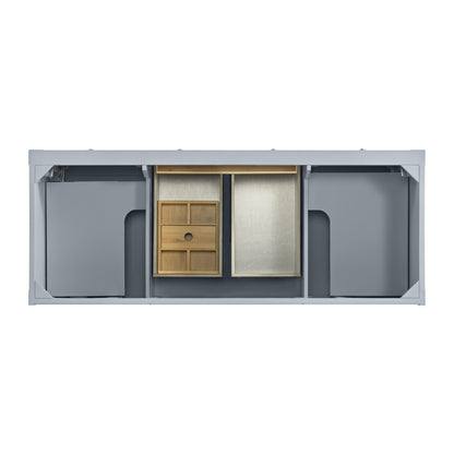 Renovate for Less Atlanta Breckenridge 60" Double Vanity, Serenity Blue, w/ 3 CM Ethereal Noctis Quartz Top
