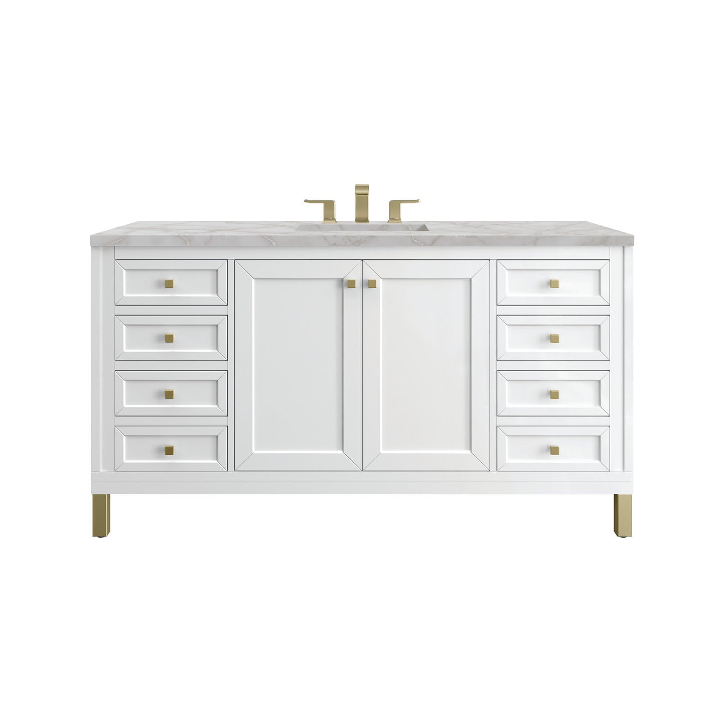 Renovate for Less Atlanta Chicago 60" Single Vanity, Glossy White, w/ 3 CM Victorian Silver Silestone® Top