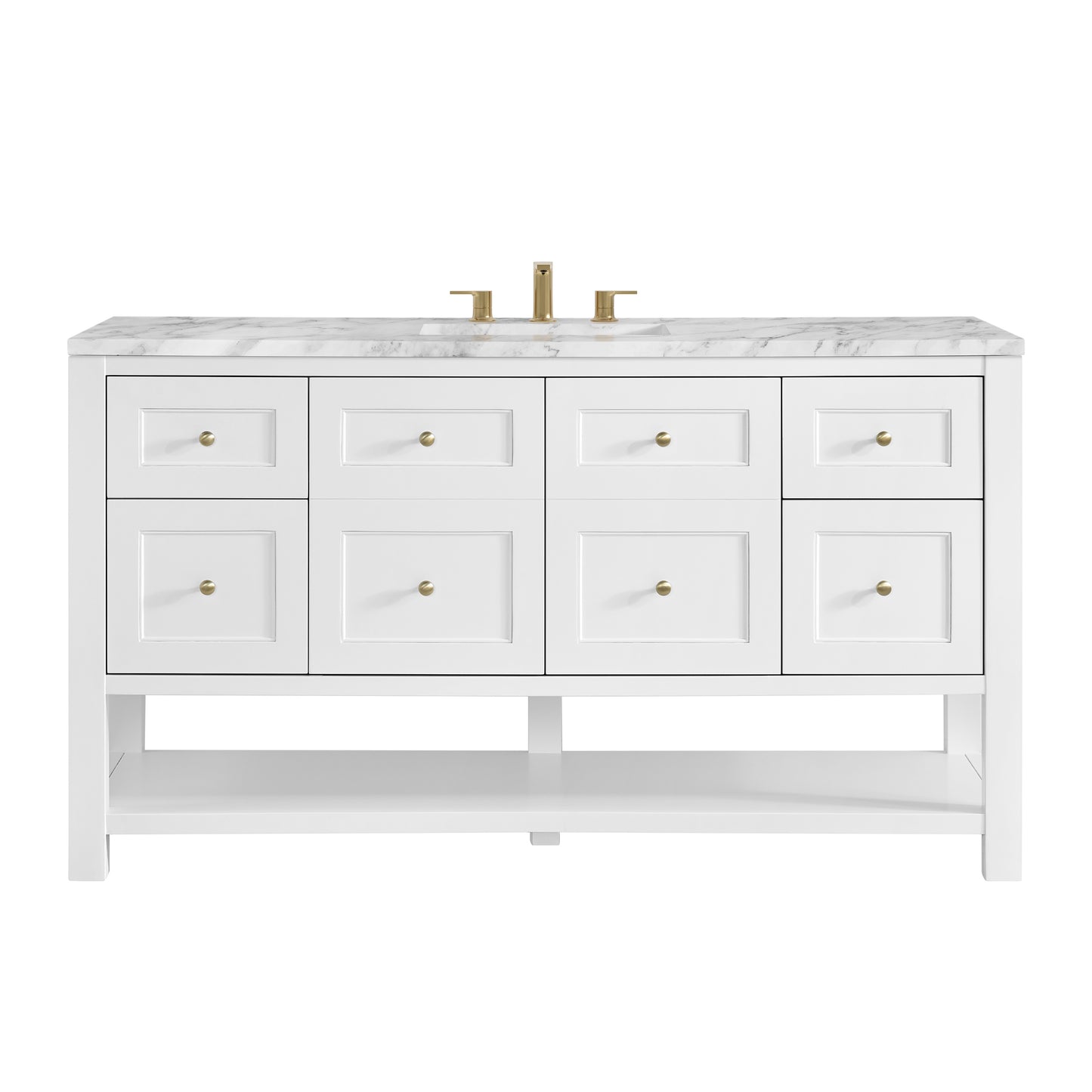 Renovate for Less Atlanta Breckenridge 60" Single Vanity, Bright White, w/ 3 CM Carrara Marble Top