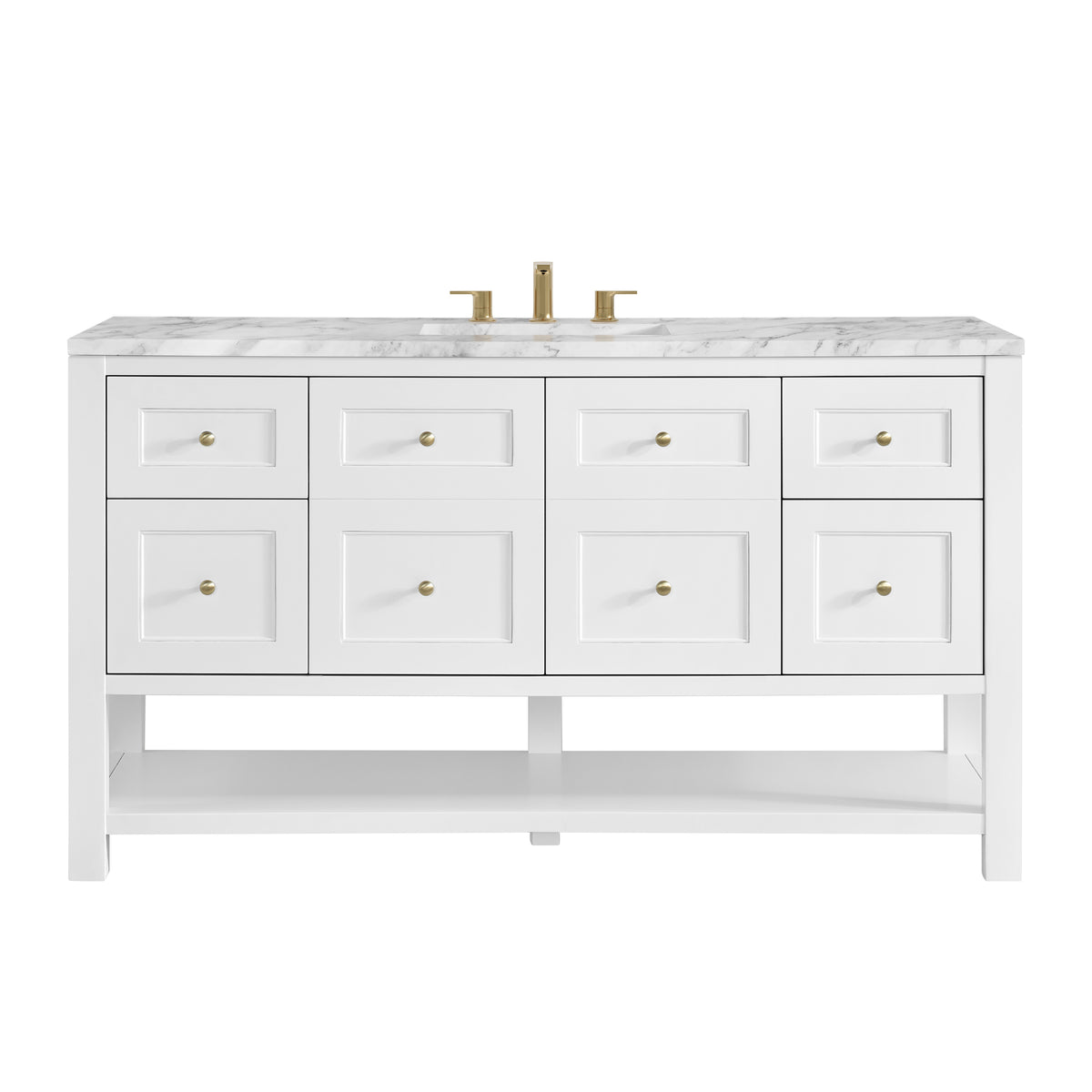 Renovate for Less Atlanta Breckenridge 60" Single Vanity, Bright White, w/ 3 CM Carrara Marble Top