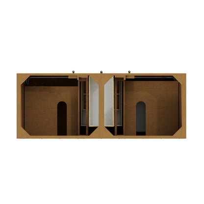 Hudson 60" Double Vanity, Honey Oak w/ 3 CM Victorian Silver Silestone Top
