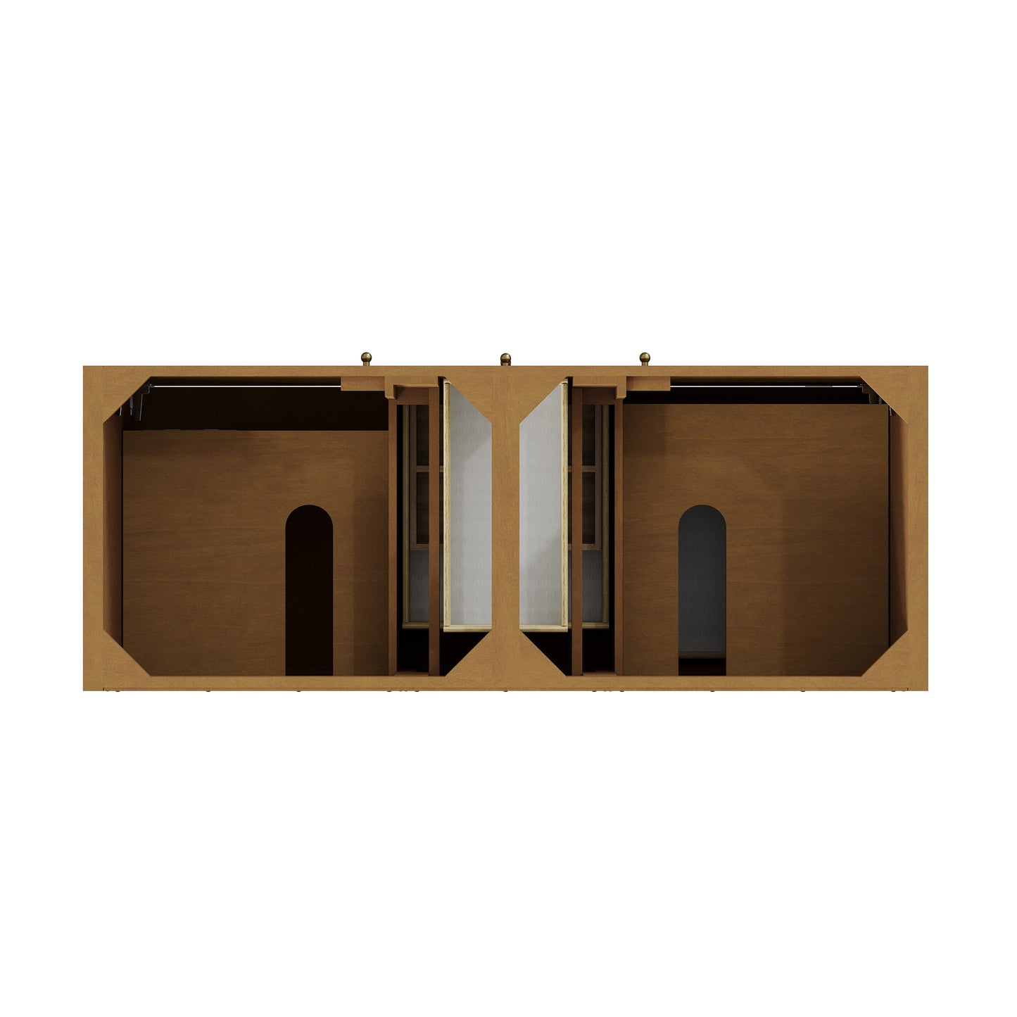 Renovate for Less Atlanta Hudson 60" Double Vanity, Honey Oak w/ Single Hole 3 CM White Zeus Silestone Top and Matching Backsplash