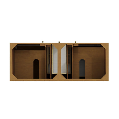 Hudson 60" Double Vanity, Honey Oak w/ 3 CM Phantome Eclos Top