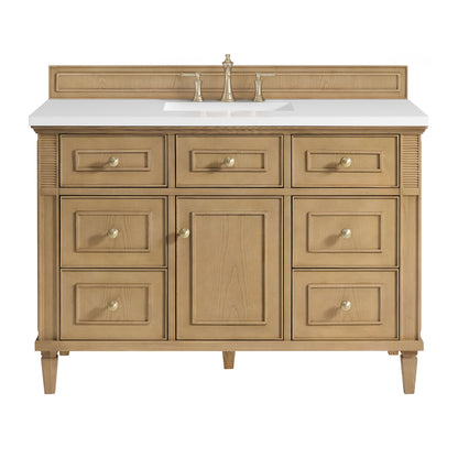 Renovate for Less Atlanta Lorelai 48" Single Vanity, Light Natural Oak w/ 3 CM White Zeus Silestone Top