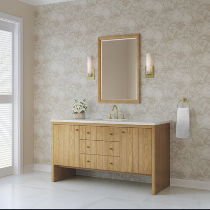 Renovate for Less Atlanta Hudson 60" Single Vanity, Light Natural Oak w/ 3 CM Lime Delight Top