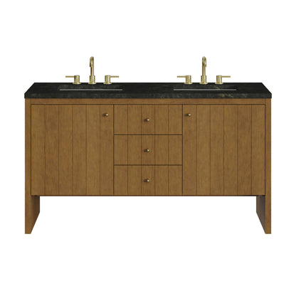 Renovate for Less Atlanta Hudson 60" Double Vanity, Honey Oak w/ 3 CM Phantome Eclos Top