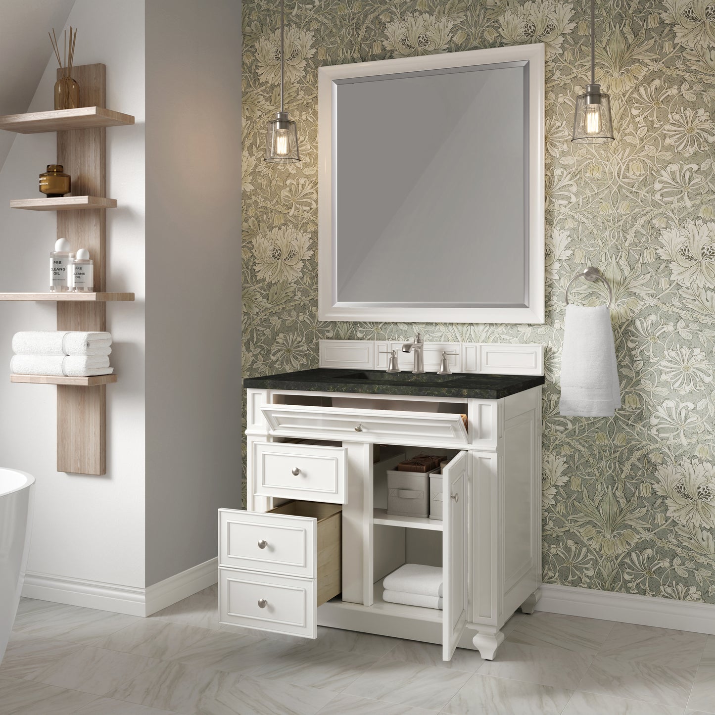 Renovate for Less Atlanta Bristol 36" Single Vanity, Bright White, w/ 3 CM Phantome Eclos Top