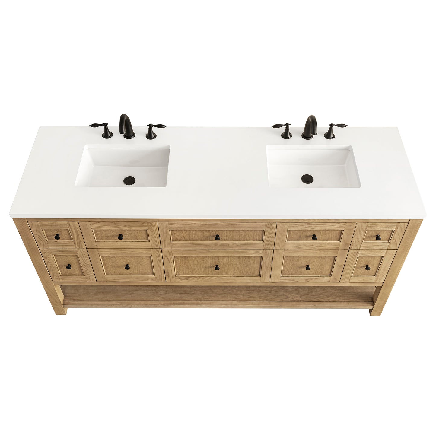 Renovate for Less Atlanta Breckenridge 72" Double Vanity, Light Natural Oak w/ 3 CM White Zeus Top