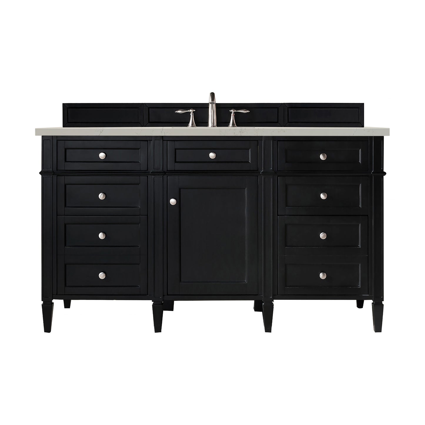 Renovate for Less Atlanta Brittany 60" Single Vanity, Black Onyx, w/ 3 CM Siberian Silestone Top
