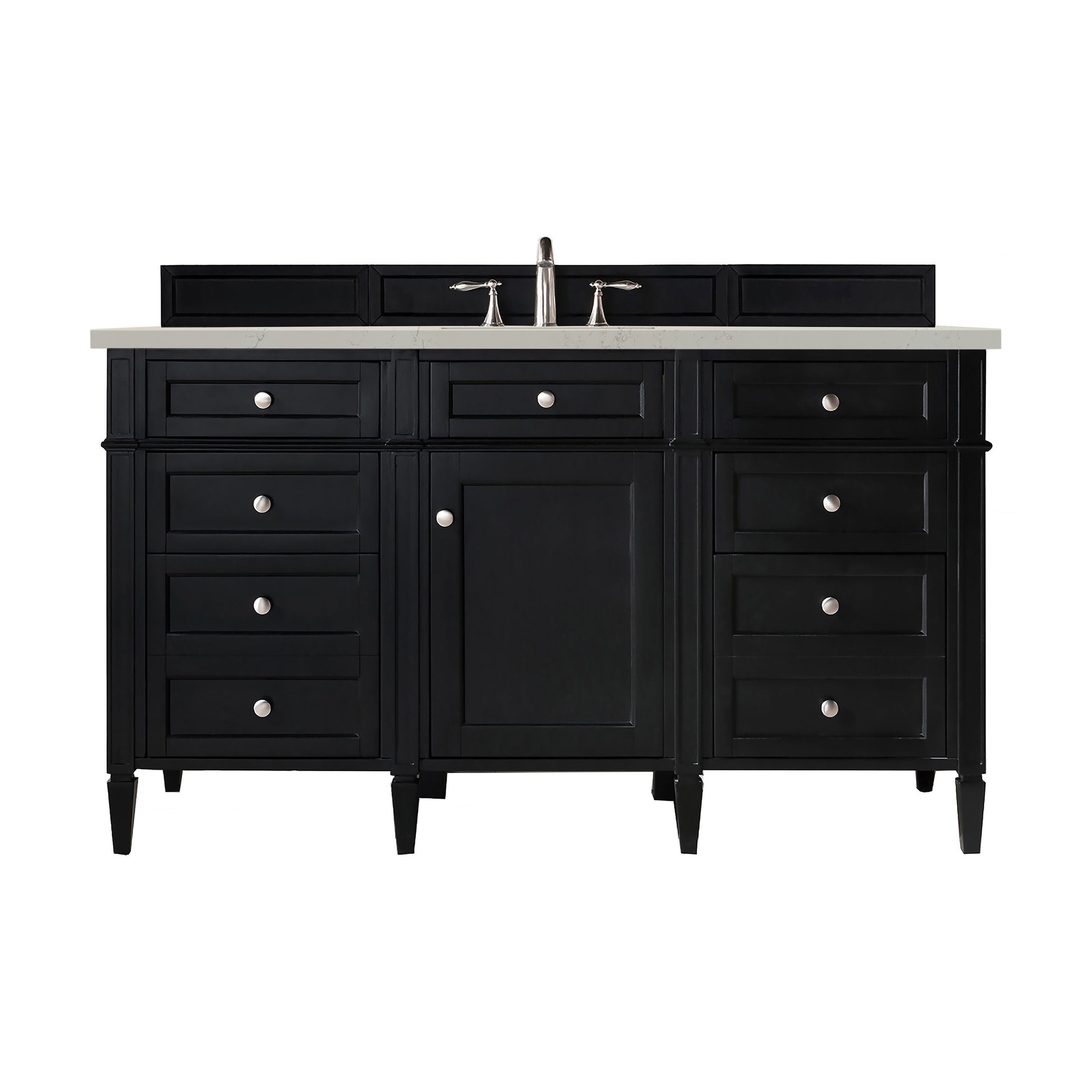 Renovate for Less Atlanta Brittany 60" Single Vanity, Black Onyx, w/ 3 CM Siberian Silestone Top