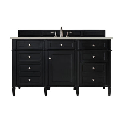 Renovate for Less Atlanta Brittany 60" Single Vanity, Black Onyx, w/ 3 CM Siberian Silestone Top