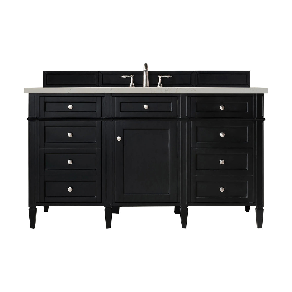 Brittany 60" Single Vanity, Black Onyx, w/ 3 CM Siberian Silestone Top