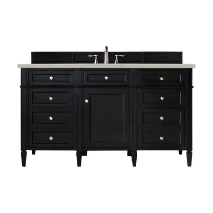 Brittany 60" Single Vanity, Black Onyx, w/ 3 CM Siberian Silestone Top