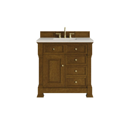 Brookfield 36" Single Vanity, Honey Oak, w/ 3 CM Siberian Silestone Top