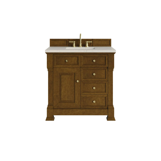 Brookfield 36" Single Vanity, Honey Oak, w/ 3 CM Siberian Silestone Top