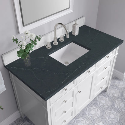 Brittany 48" Single Vanity, Bright White w/ 3 CM Charcoal Soapstone Silestone Top