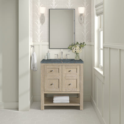 Renovate for Less Atlanta Breckenridge 30" Single Vanity, Whitewashed Oak w/ 3 CM Parisien Bleu Silestone Top