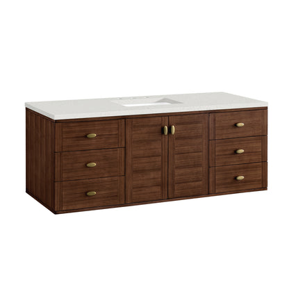 Renovate for Less Atlanta Amberly 60" Single Vanity, Mid-Century Walnut w/ 3 CM Lime Delight Top