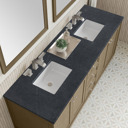 Renovate for Less Atlanta Chicago 72" Double Vanity, Walnut Whisper, w/ 3 CM Charcoal Soapstone Silestone® Top