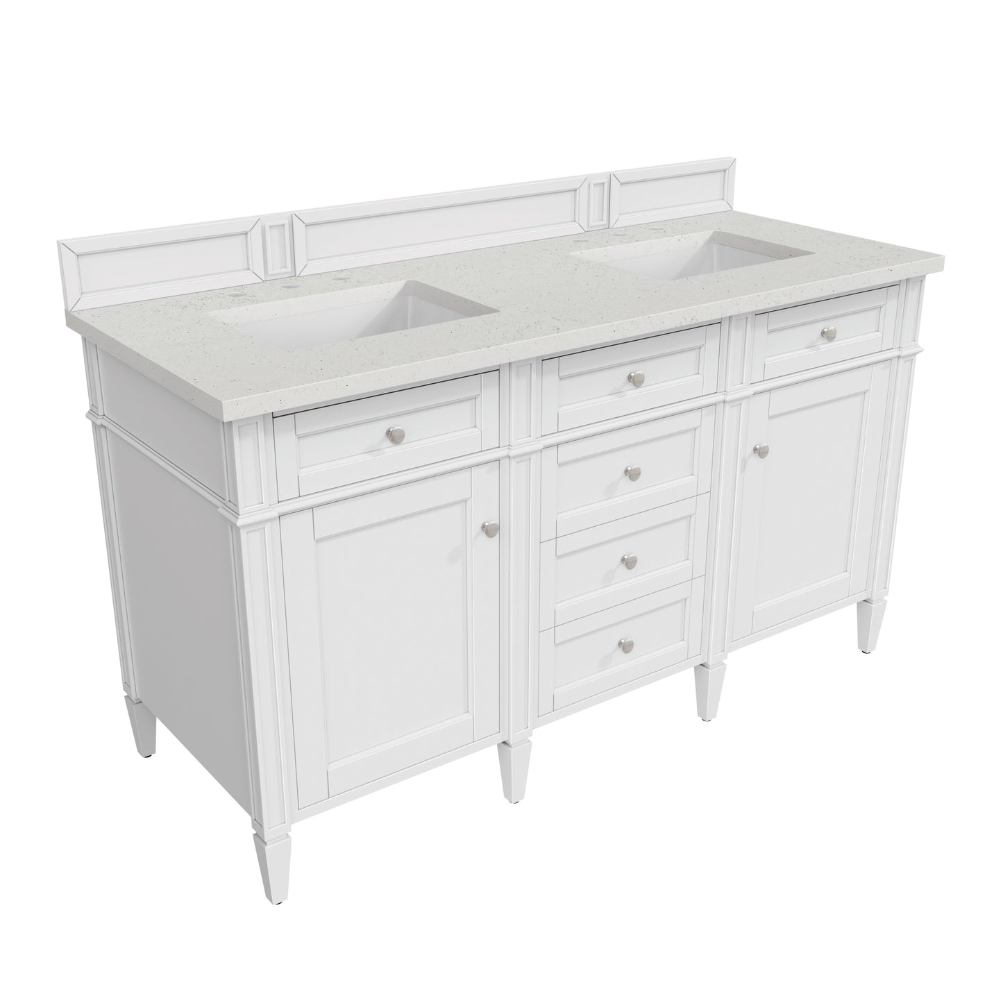 Renovate for Less Atlanta Brittany 60" Double Vanity, Bright White Vanity w/ 3 CM Lime Delight Silestone Top