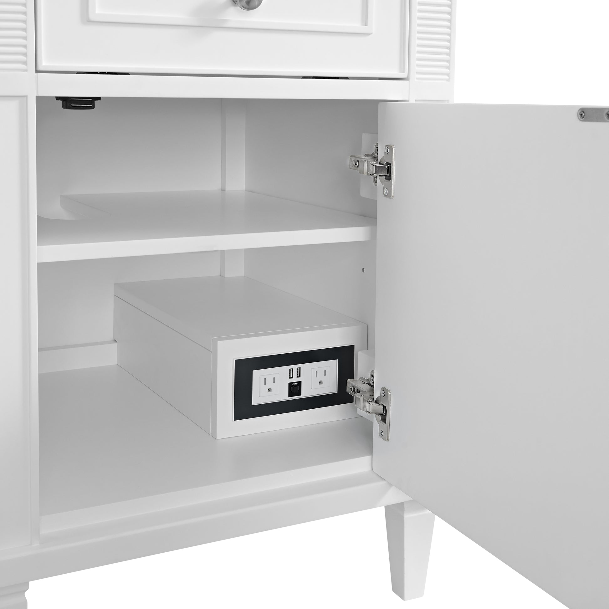 Renovate for Less Atlanta Lorelai 60" Double Vanity, Bright White w/ 3 CM Ethereal Noctis Silestone Top w/FreePower Wireless Charger