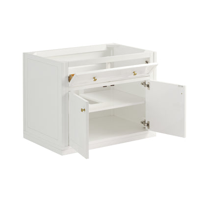 Renovate for Less Atlanta Chicago 36" Single Vanity, Glossy White, w/ 3 CM Eternal Jasmine Pearl Silestone® Top
