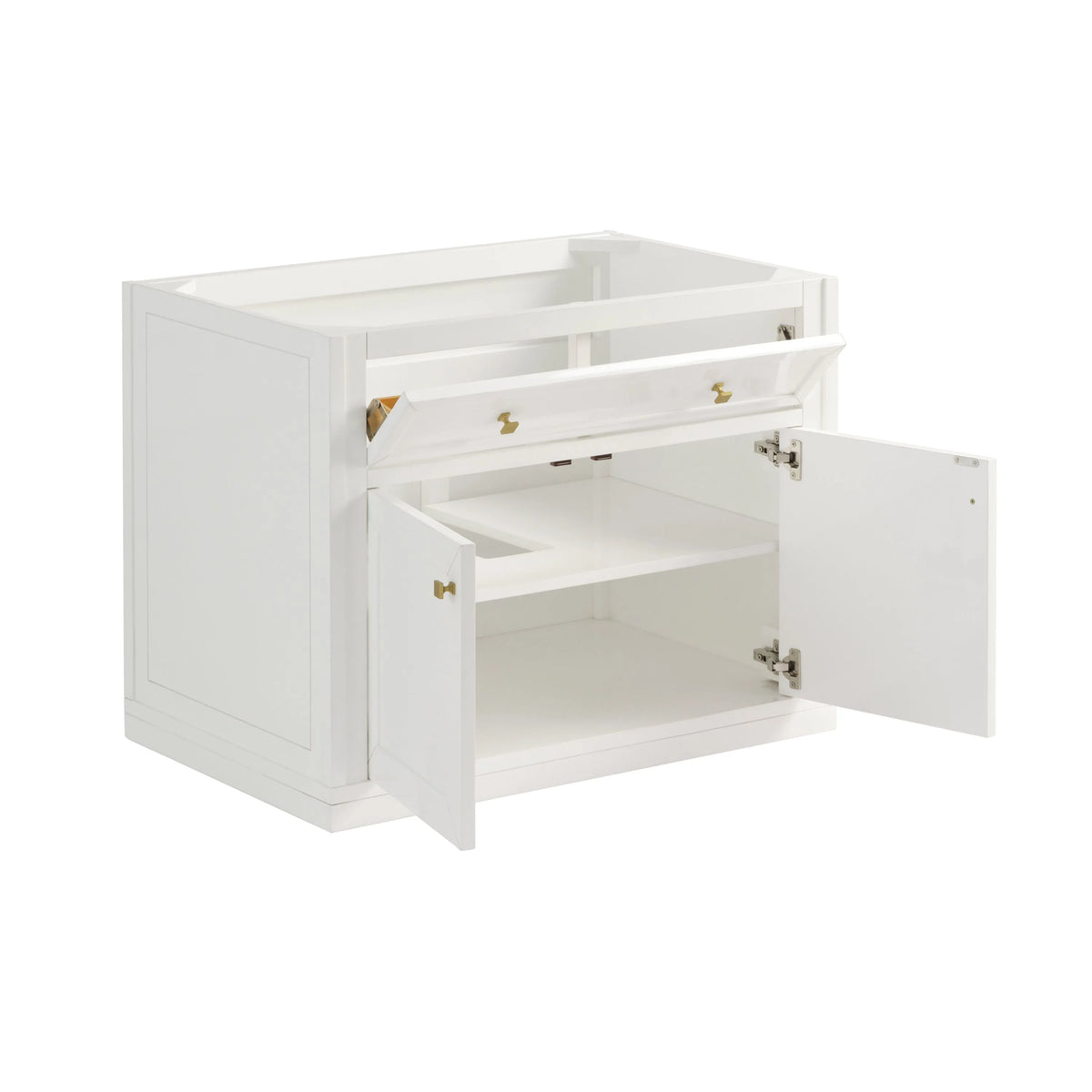 Chicago 36" Single Vanity, Glossy White, w/ 3 CM Carrara Marble Top