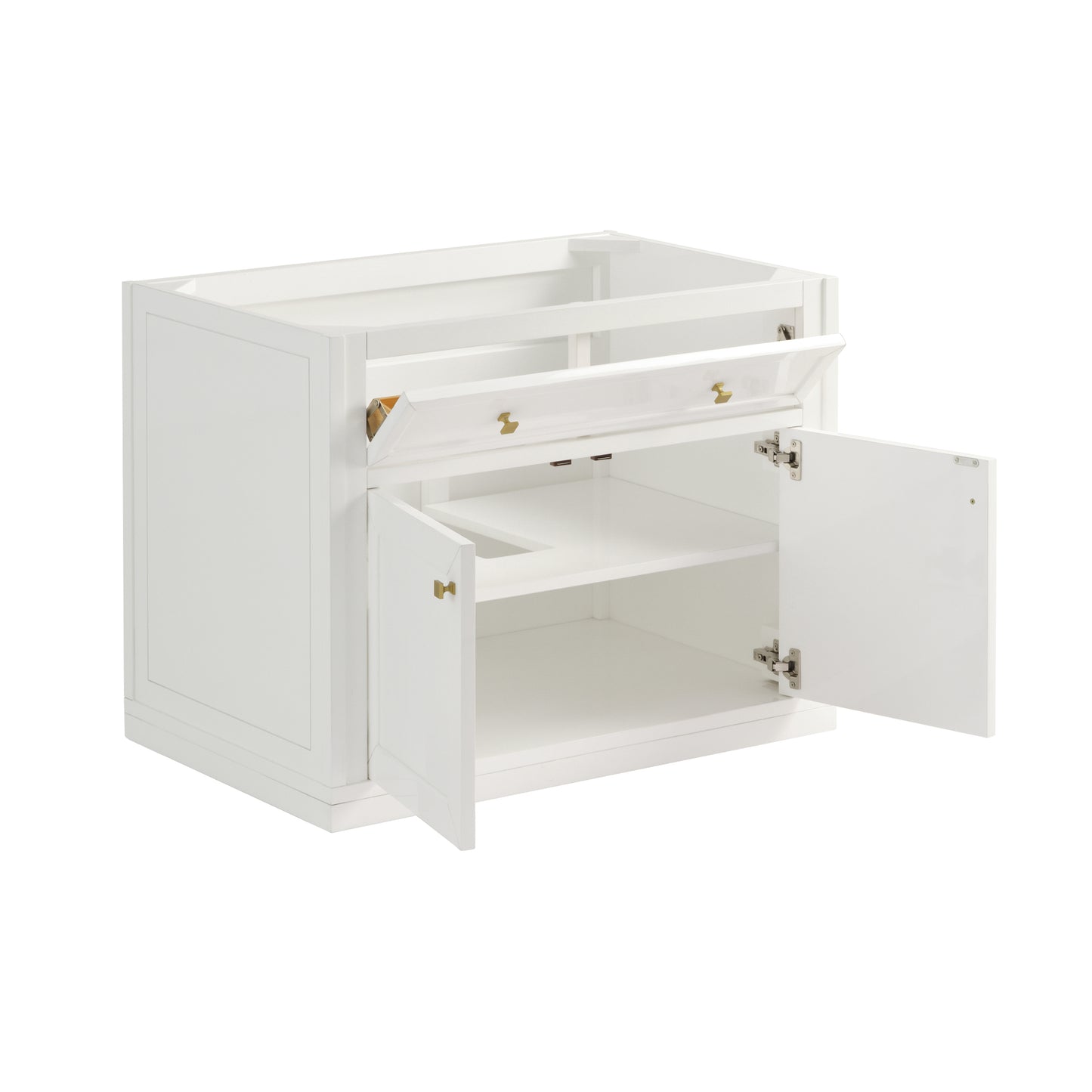 Renovate for Less Atlanta Chicago 36" Single Vanity, Glossy White, w/ 3 CM Carrara Marble Top
