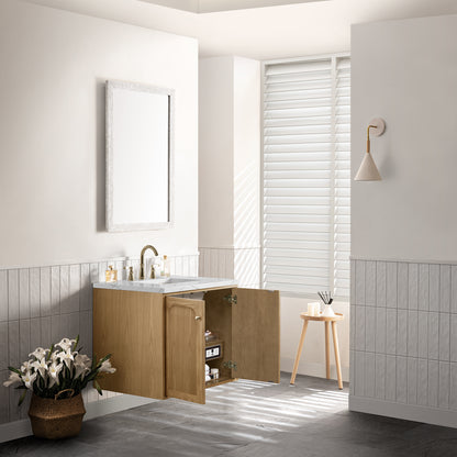 Renovate for Less Atlanta Laurent 30" Single Vanity, Light Natural Oak w/ 3 CM Ethereal Noctis Top