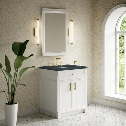 Bellshire 30" Single Vanity, Bright White w/ 3 CM Charcoal Soapstone Silestone Top