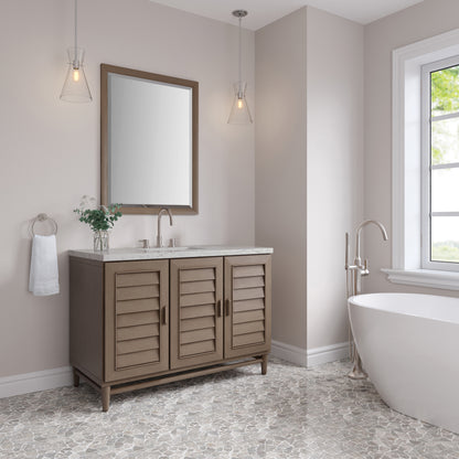 Renovate for Less Atlanta Portland 48" Single Vanity Whitewashed Walnut w/ 3 CM Eternal Jasmine Pearl Silestone Top w/FreePower Wireless Charger