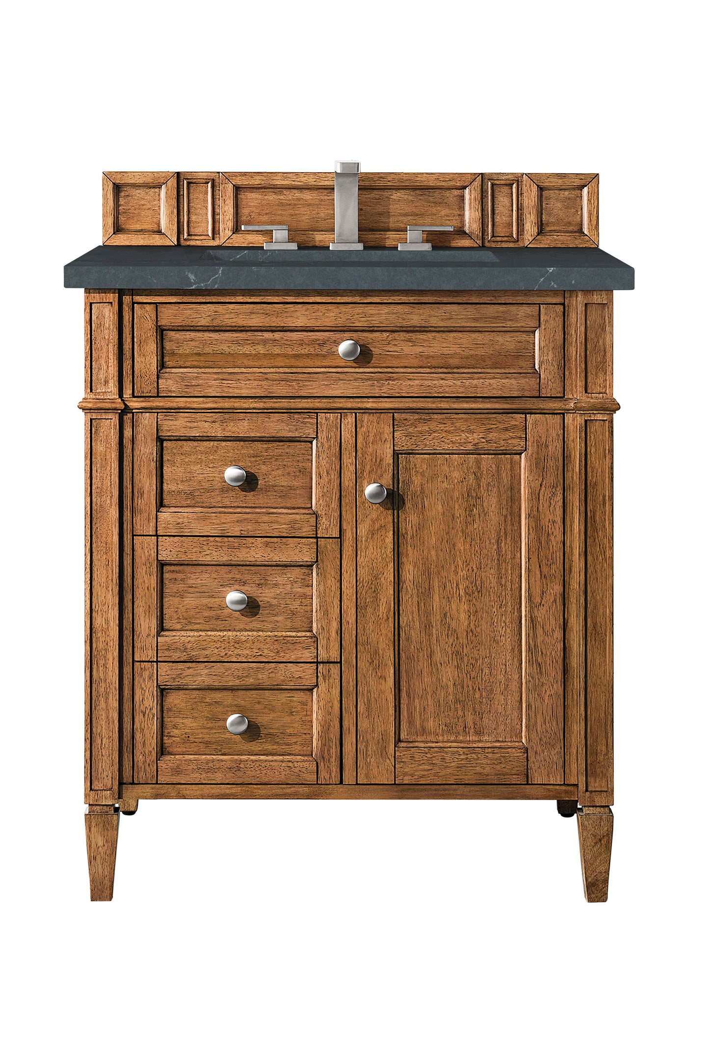 Renovate for Less Atlanta Brittany 30" Single Vanity, Saddle Brown, w/ 3 CM Charcoal Soapstone Silestone Top