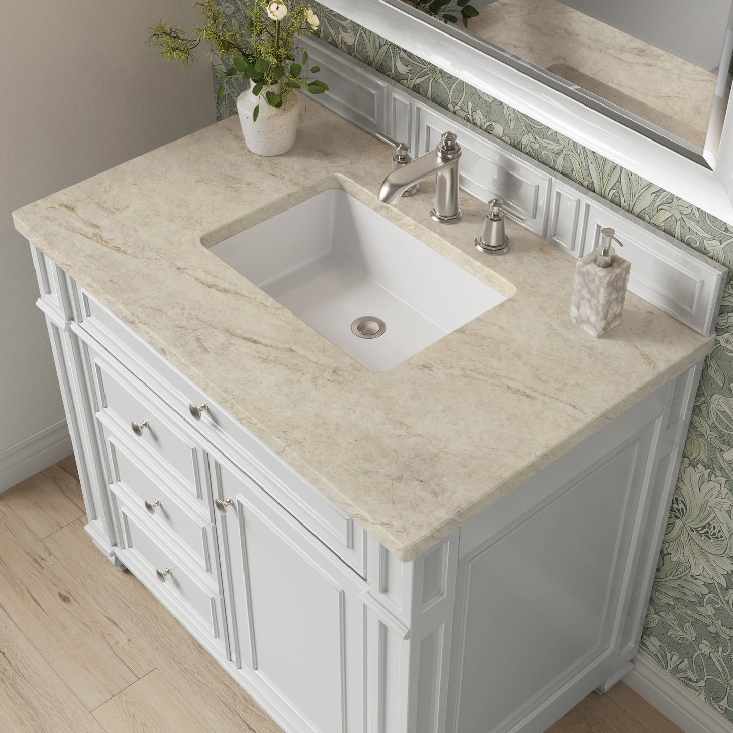 Renovate for Less Atlanta Bristol 36" Single Vanity, Bright White, w/ 3 CM Tajnar Eclos Top