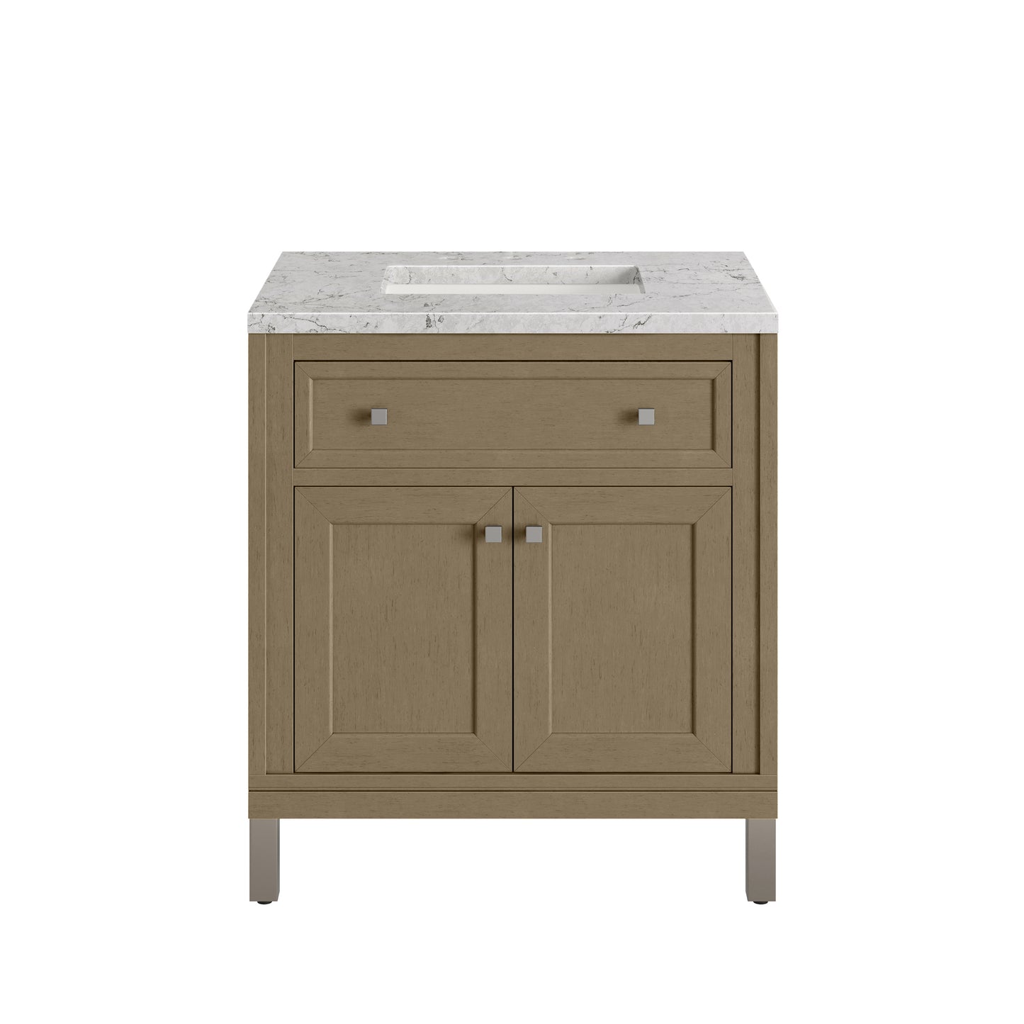 Renovate for Less Atlanta Chicago 30" Single Vanity, Walnut Whisper, w/ 3 CM Eternal Jasmine Pearl Silestone® Top