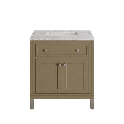 Renovate for Less Atlanta Chicago 30" Single Vanity, Walnut Whisper, w/ 3 CM Eternal Jasmine Pearl Silestone® Top
