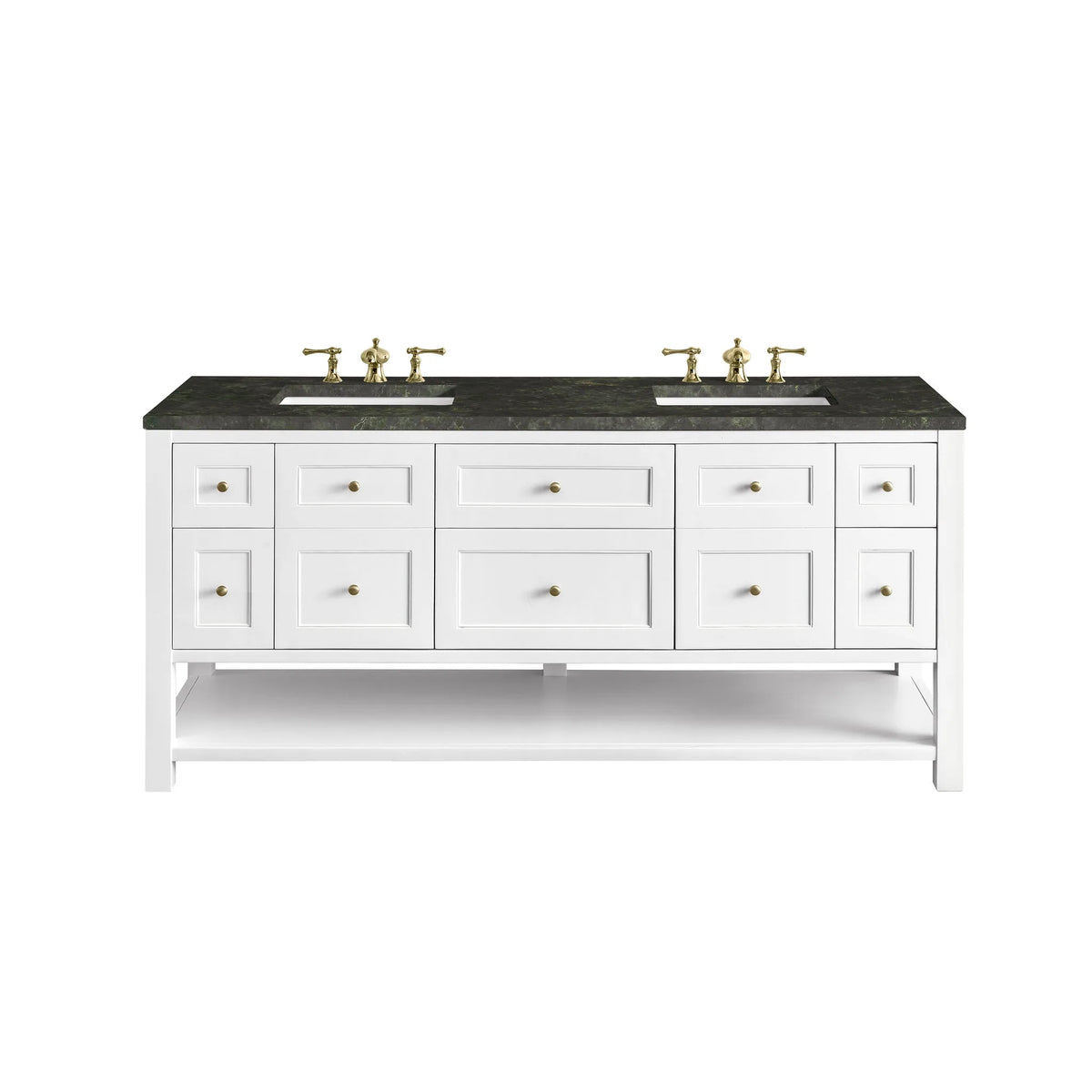 Breckenridge 72" Double Vanity, Bright White, w/ 3 CM Phantome Eclos Top