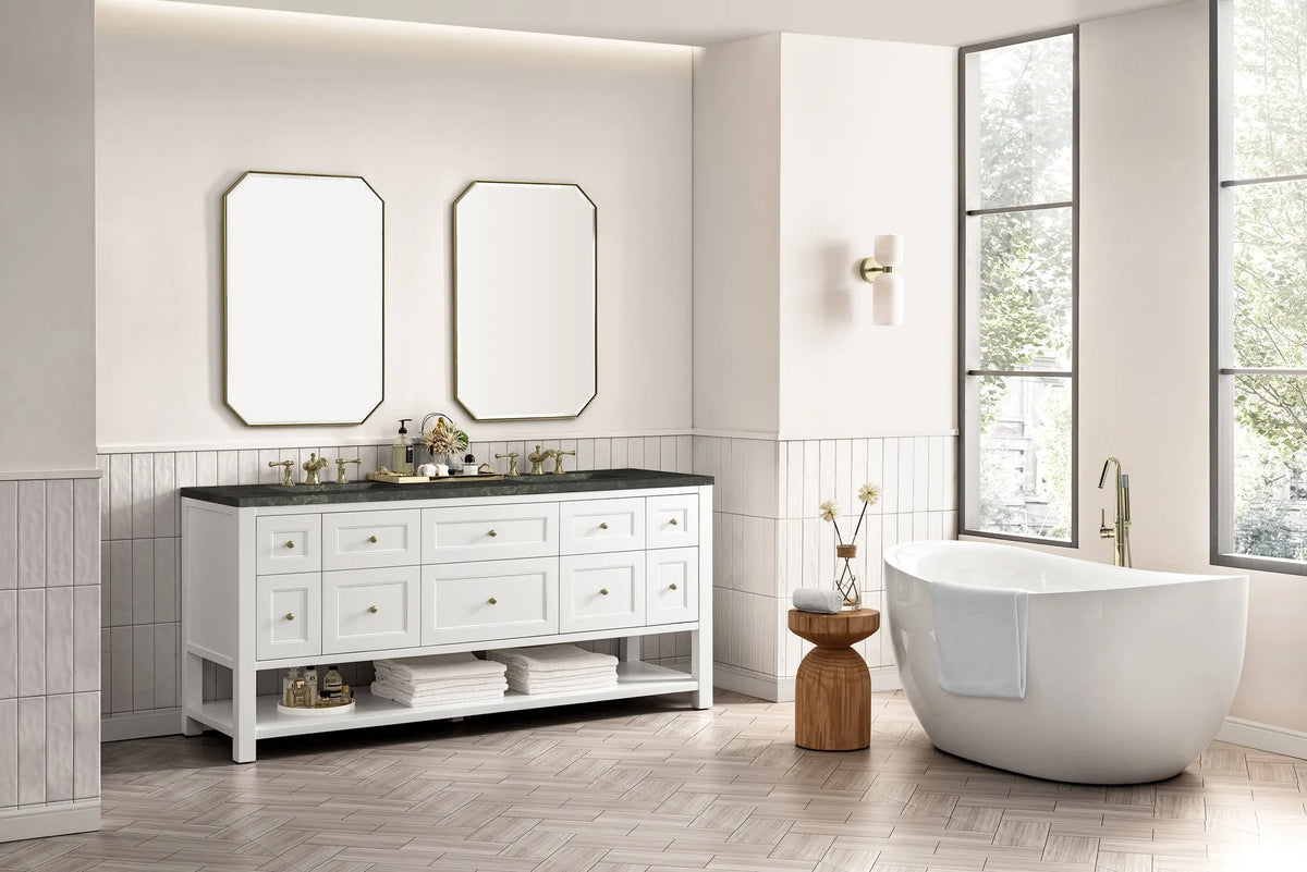 Breckenridge 72" Double Vanity, Bright White, w/ 3 CM Phantome Eclos Top