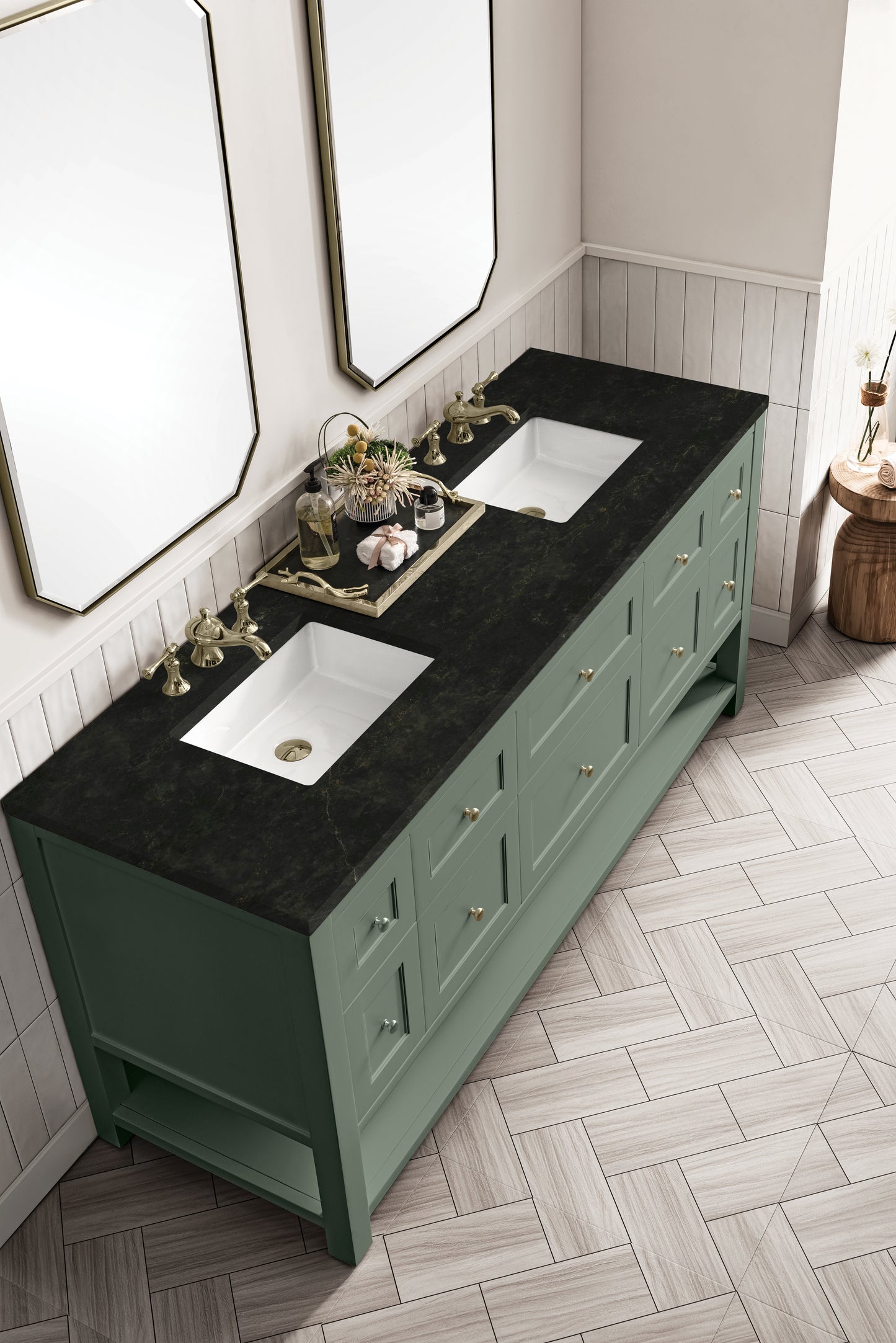 Renovate for Less Atlanta Breckenridge 72" Double Vanity, Smokey Celadon, w/ 3 CM Phantome Eclos Top