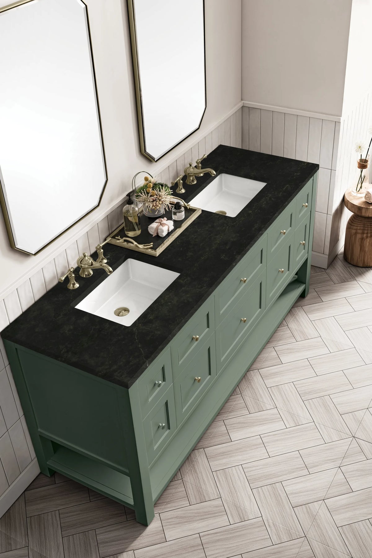 Breckenridge 72" Double Vanity, Smokey Celadon, w/ 3 CM Phantome Eclos Top