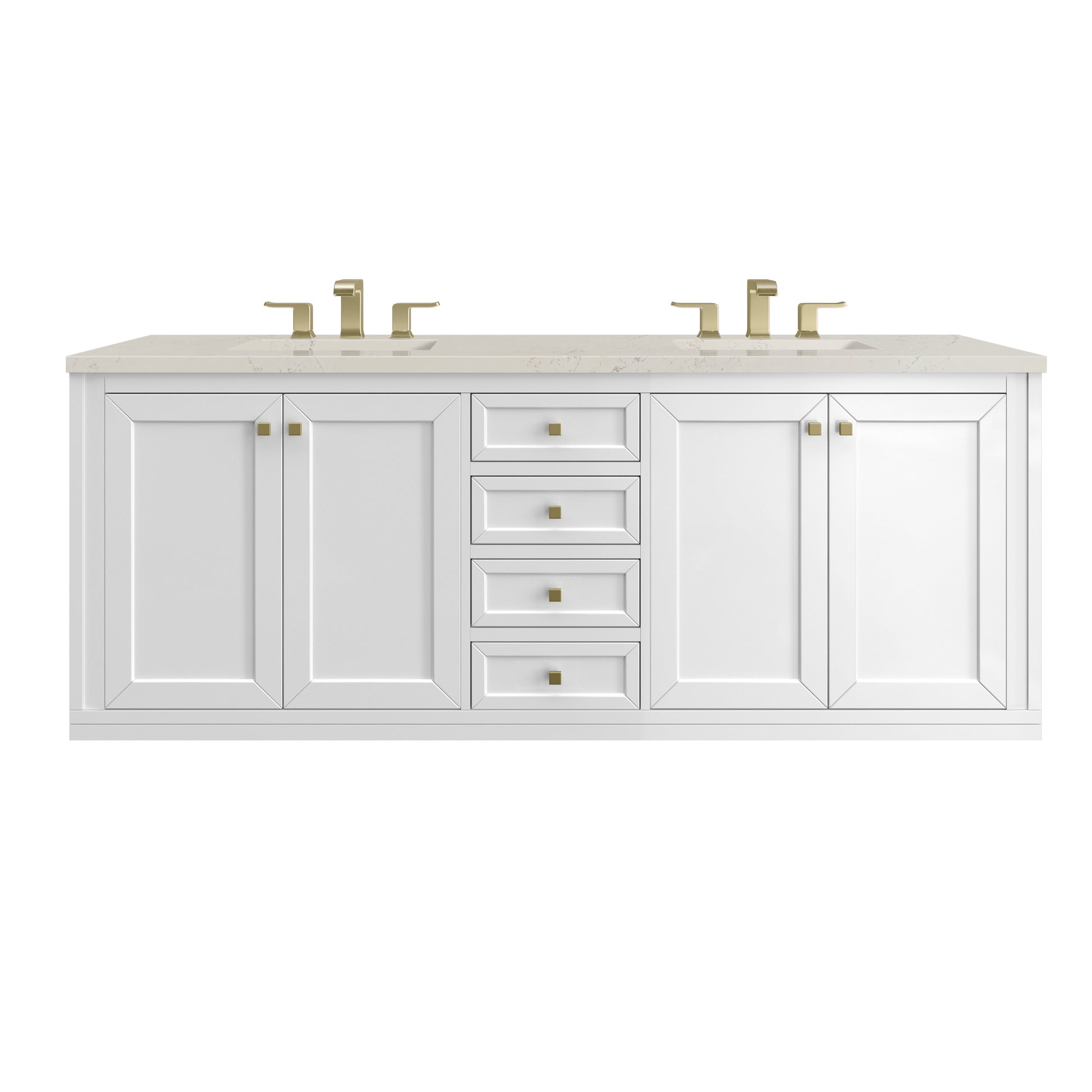 Renovate for Less Atlanta Chicago 72" Double Vanity, Glossy White, w/ 3 CM Siberian Silestone Top