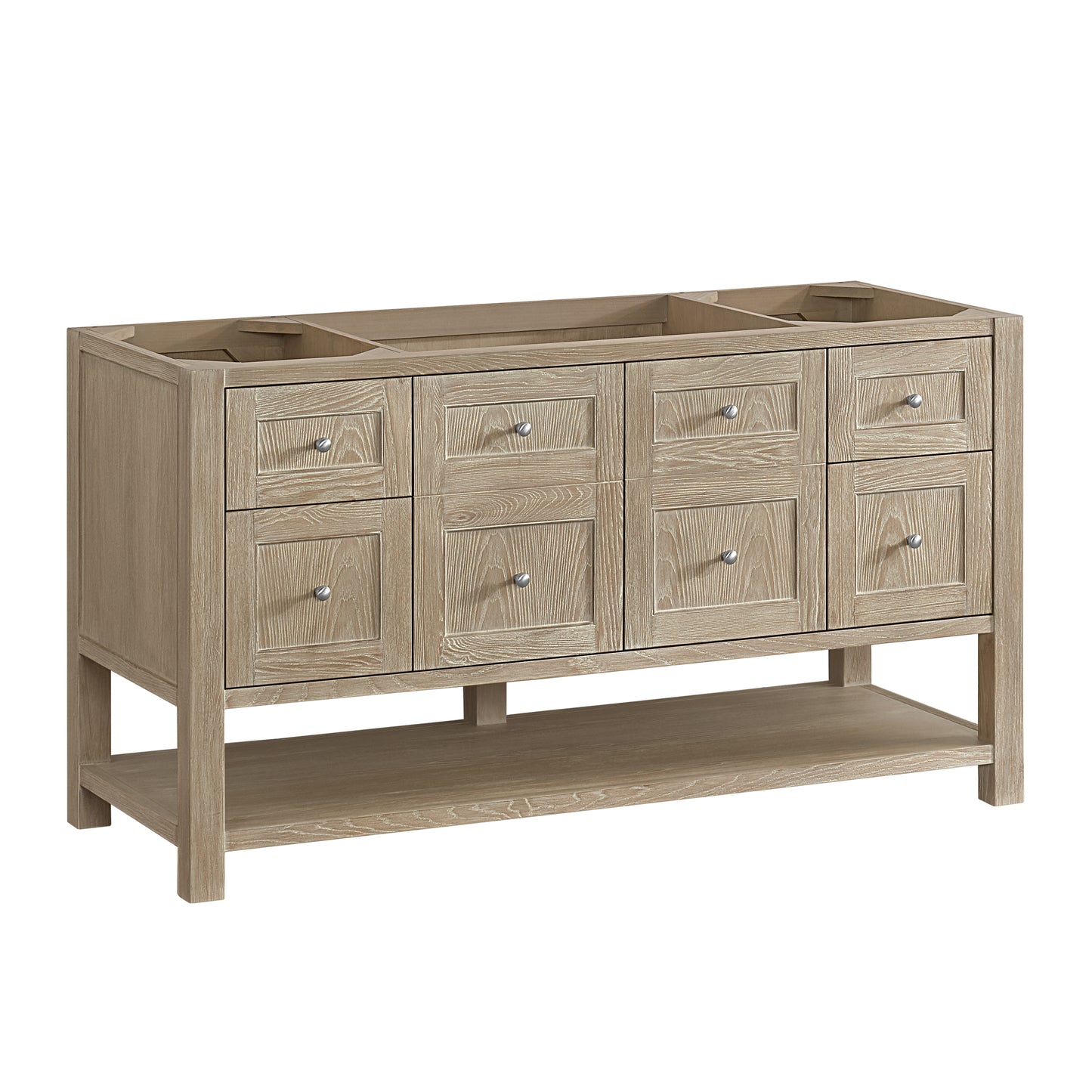 Renovate for Less Atlanta Breckenridge 60" Single Vanity, Whitewashed Oak, w/ 3 CM Lime Delight Quartz Top