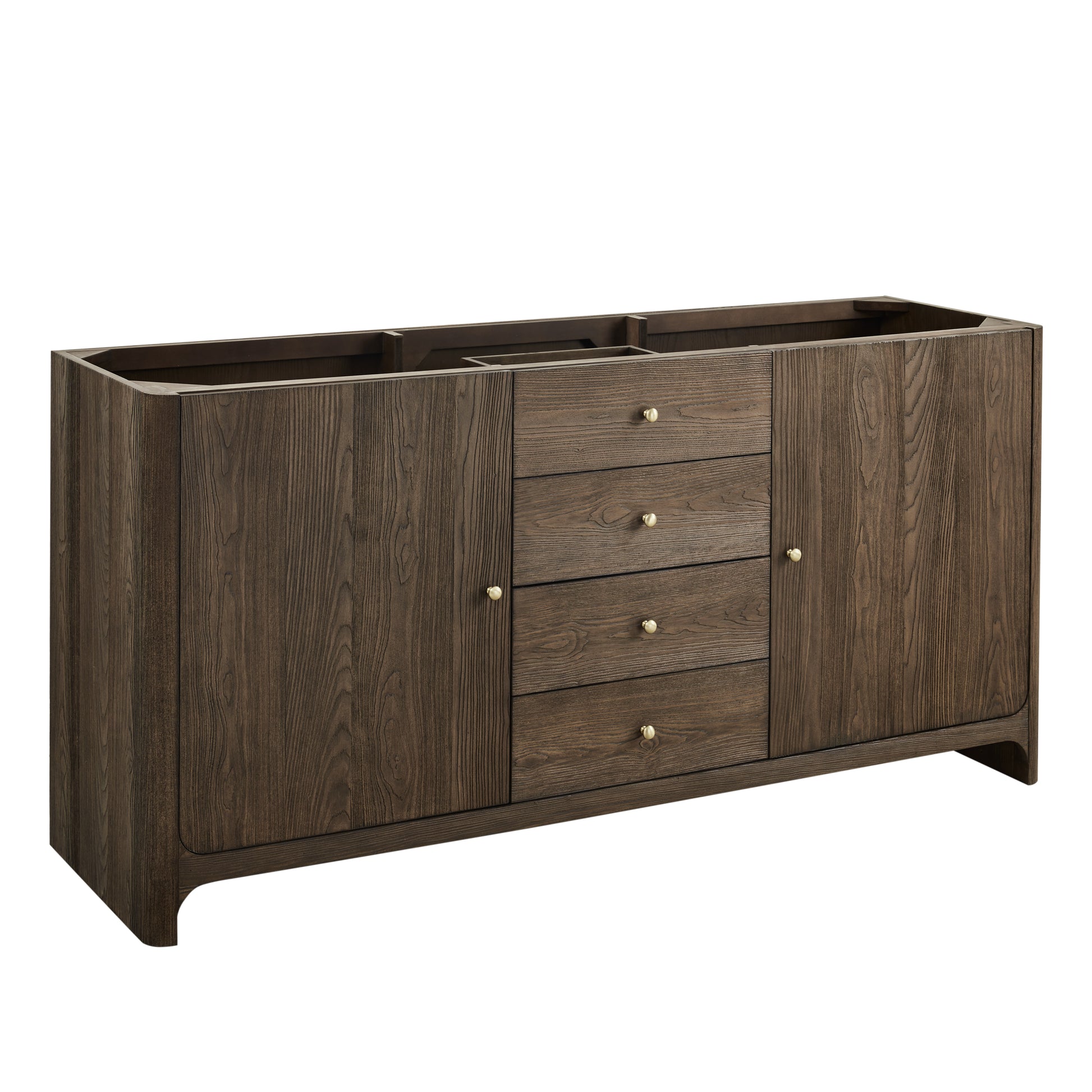 Renovate for Less Atlanta Gracyn 72" Double Vanity, Sable, w/ 3 CM White Zeus Quartz Top