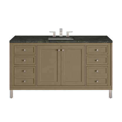 Renovate for Less Atlanta Chicago 60" Single Vanity, Walnut Whisper, w/ 3 CM Phantome Eclos Top