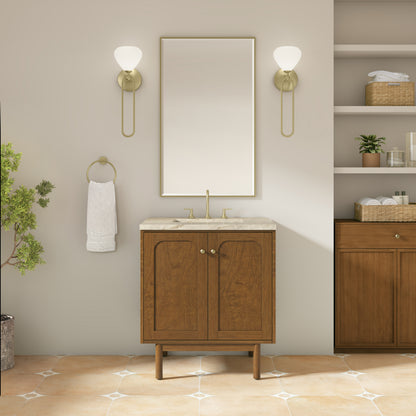 Renovate for Less Atlanta Laurent 30" Single Vanity, Honey Oak w/ 3 CM Tajnar Eclos Top