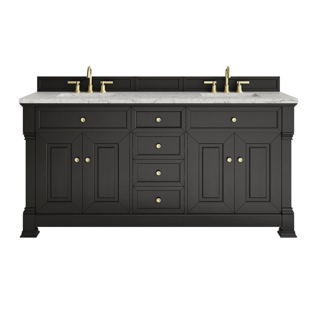Brookfield 72" Double Vanity, Black Onyx w/ 3 CM Eternal Jasmine Pearl Silestone Top w/ FreePower Wireless Charger