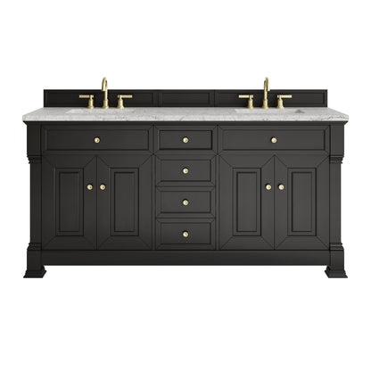 Brookfield 72" Double Vanity, Black Onyx w/ 3 CM Eternal Jasmine Pearl Silestone Top w/ FreePower Wireless Charger
