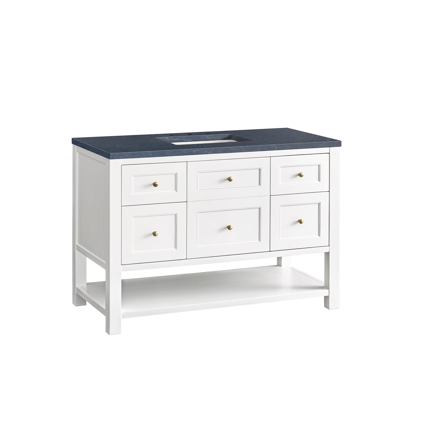 Renovate for Less Atlanta Breckenridge 48" Single Vanity, Bright White w/ 3 CM Charcoal Soapstone Top
