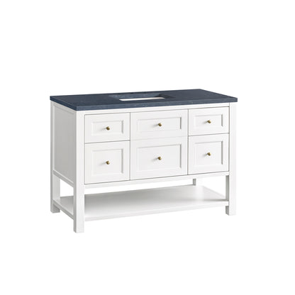 Renovate for Less Atlanta Breckenridge 48" Single Vanity, Bright White w/ 3 CM Charcoal Soapstone Top